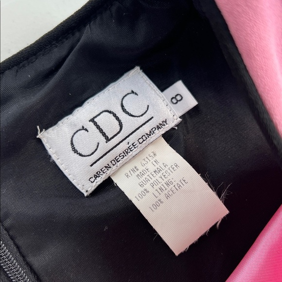 New Vintage Sleeveless Short Black Dress Pink, Orange and Yellow Color Block 8 - Picture 7 of 8